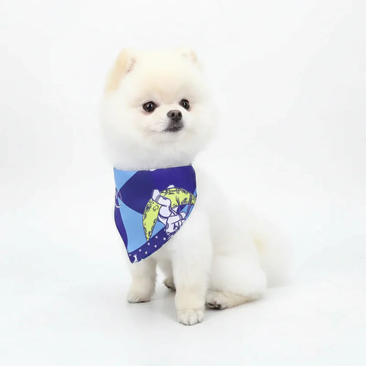 Bandana Pour Chien bleu avec astronaute jaune
