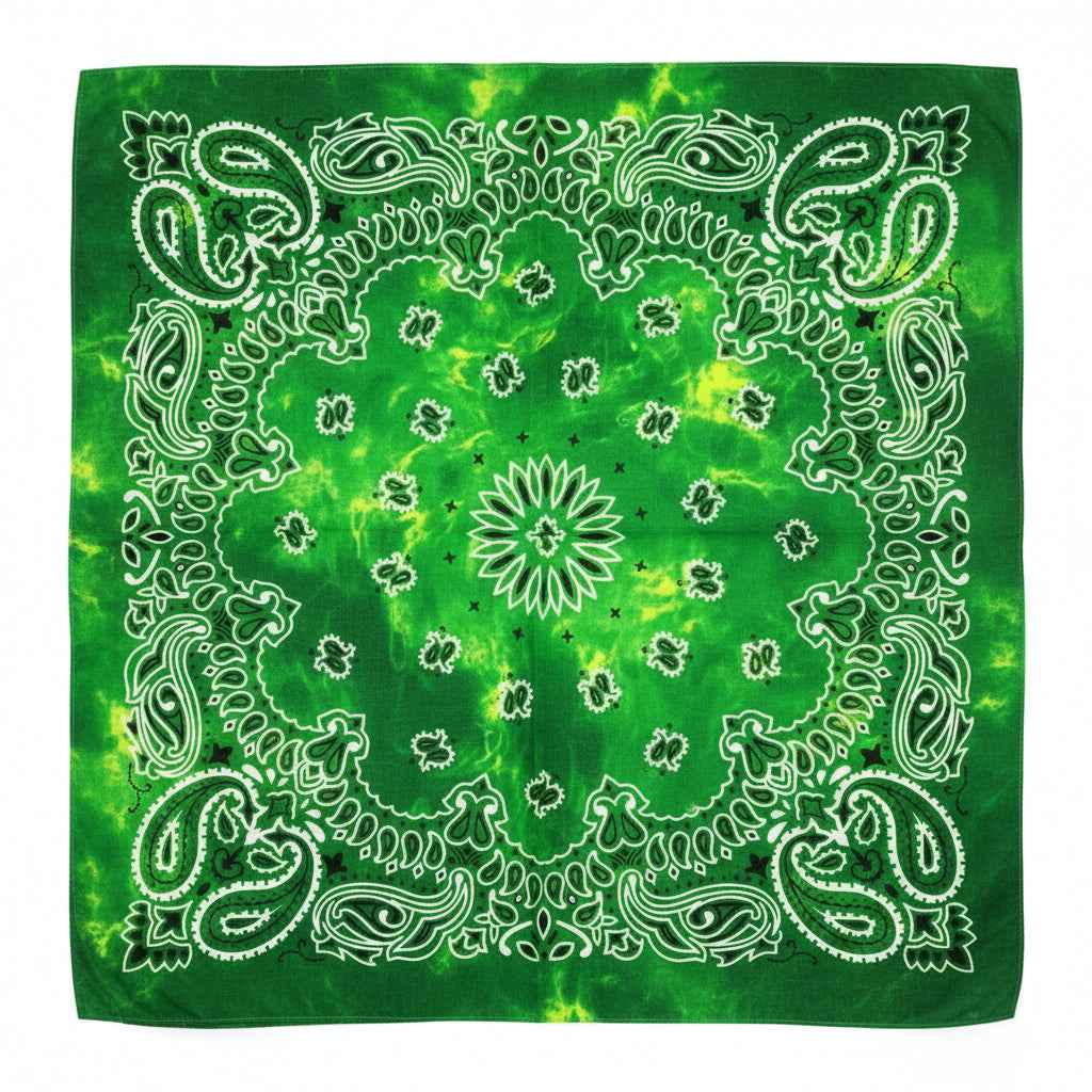 Bandana en coton vert pirate motif cachemire tie dye - BoucleAura