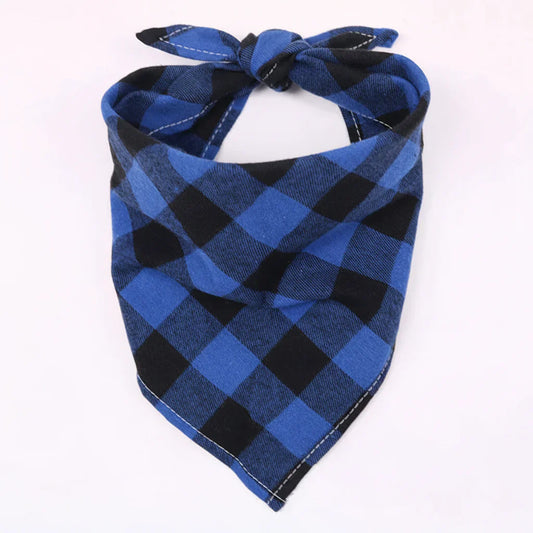 Bandana En Coton bleu à carreaux noirs