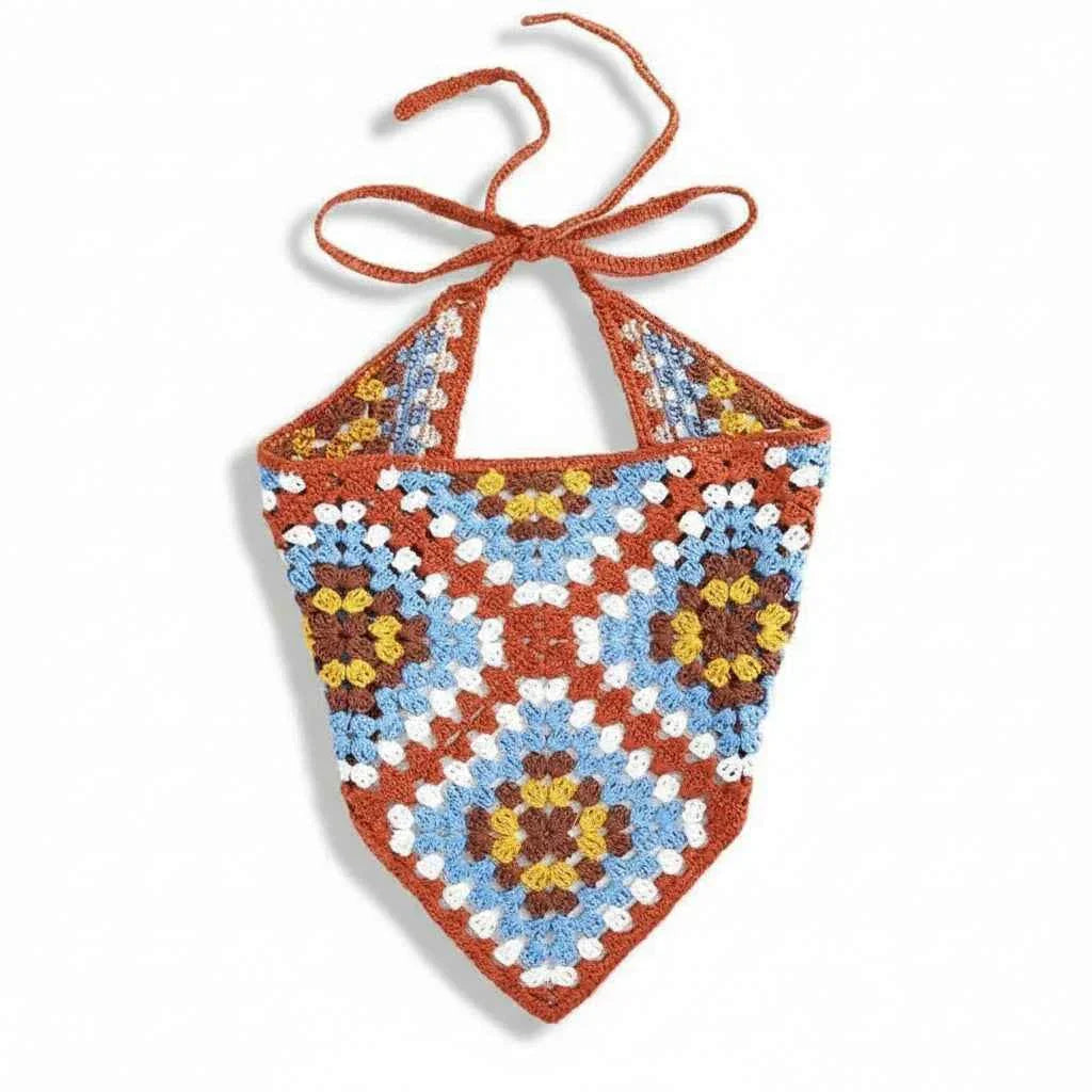 Bandana pour cheveux multicolore en crochet fleuri - BoucleAura
