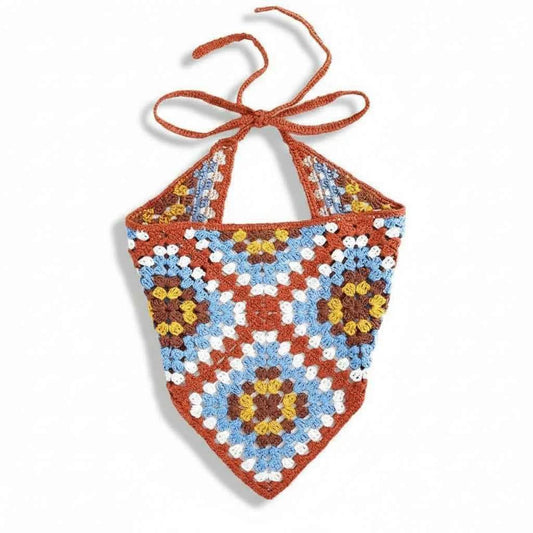 Bandana pour cheveux multicolore en crochet fleuri - BoucleAura
