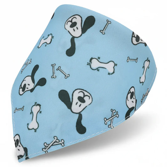 Bandana Pour Chien bleu avec os et oreilles noires