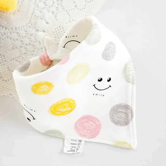 Bavoir Bandana blanc à pois pastel sourire