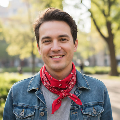 Bandana en coton rouge homme motif paisley