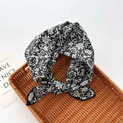 Bandana en coton noir femme motif floral - BoucleAura